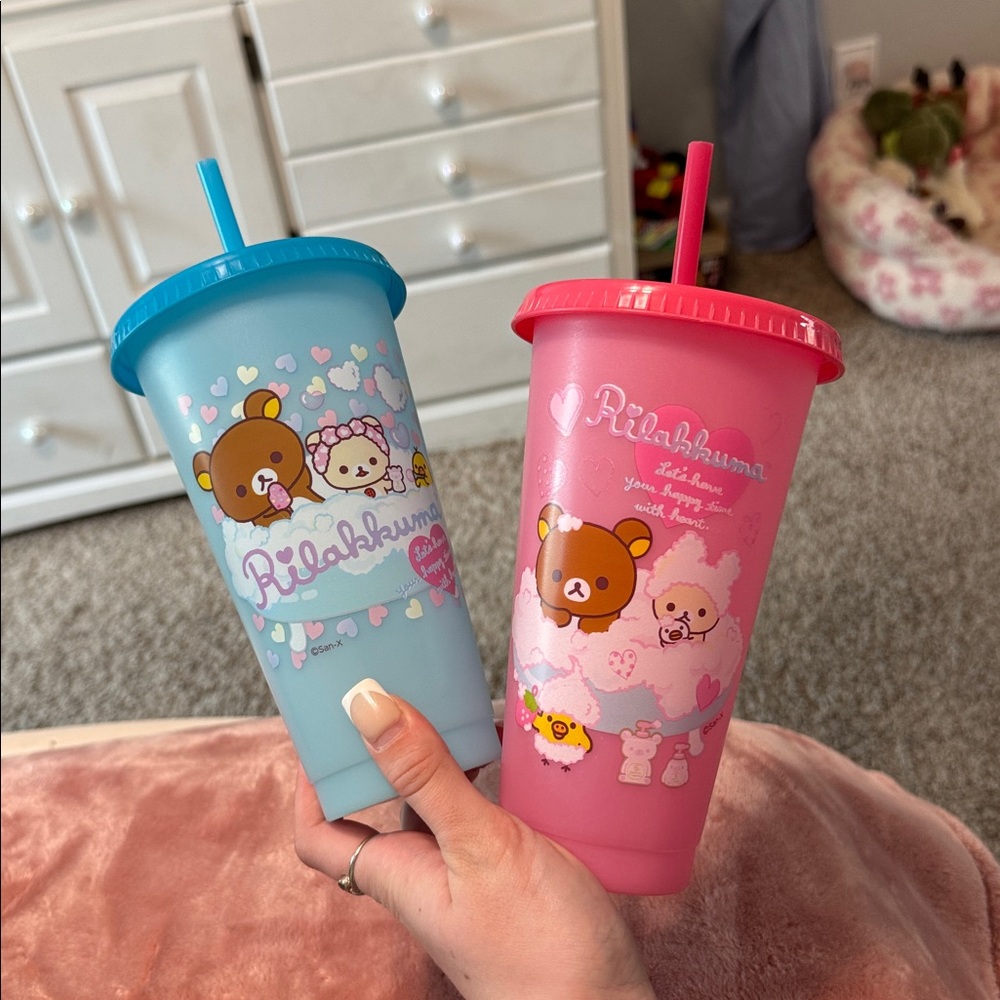 Rilakkuma Blue and Pink Tumbler Set